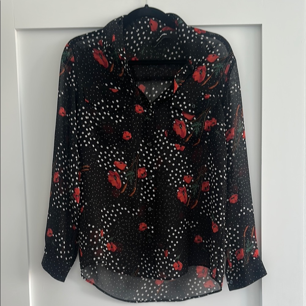 Floral Black and Red Women's Top the kooples size small
